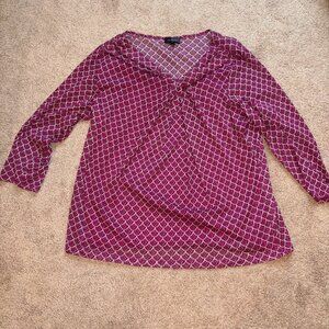 The Limited Pink Geometric Abstract Print Mesh Blouse XL